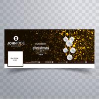 Merry christmas ball with facebook banner template  vector