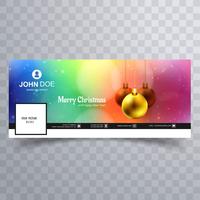 Merry christmas ball with facebook banner template design vector