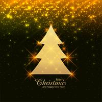 Beautiful colorful glitters merry christmas tree greeting card b vector