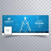 Merry christmas tree with facebook banner template vector