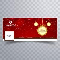 Merry christmas ball with facebook banner template design vector