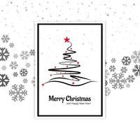 Merry Christmas card tree with snowflake background vector