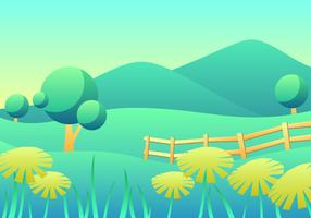 Vector de paisaje de primavera diente de león