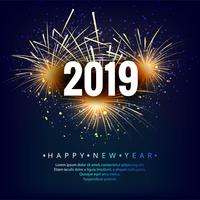 Feliz año nuevo 2019 celebración tarjeta fondo colorido vector