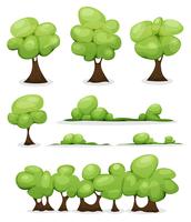 Cartoon Trees, Hedges And Bush Leaves Set vector