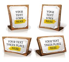 White Paper Signs On Wood Tablet vector