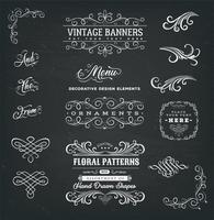 Calligraphic Frames And Banners On Chalkboard vector