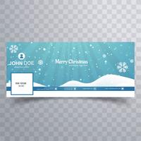 Merry christmas snowflake with facebook banner template vector