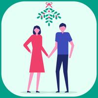 Christmas Couple Under The Mistletoe Illustration vector