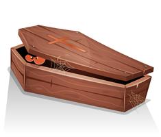 Eyes Of Vampire Inside Wood Coffin vector