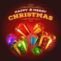 Merry Christmas Background With Explosion Of Gifts vector