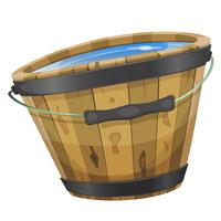 Wood Bucket With Water vector