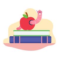 Bookworm through an apple vector