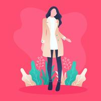 Model Portrait in Winter Outdoors Vector