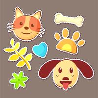 cat and dog stickers vector