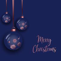 Christmas background with hanging baubles vector