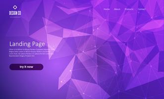 Abstract website landing page with low poly design vector