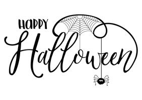 Halloween text background with spider and cobweb vector