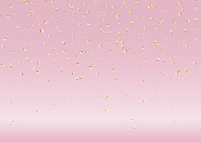 Falling gold confetti on pink background vector