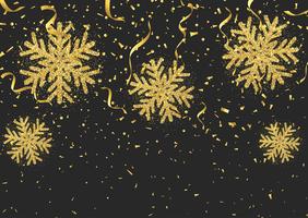 Glitter style snowflakes confetti and streamers  vector