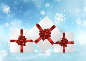Christmas gifts on snowy background  vector