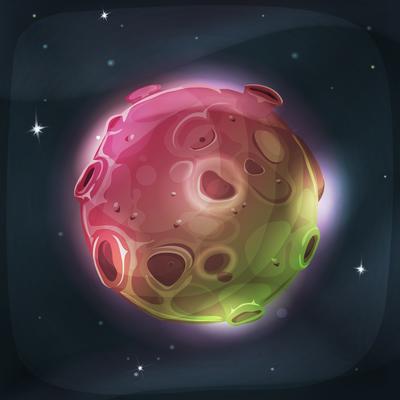 Alien Moon Planet On Space Background