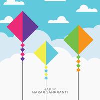 Flat Sky With Kites For Makar Sankranti vector
