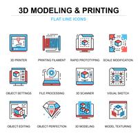 3D Printing and Modeling Icons Set vector