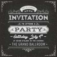 Vintage Party Invitation Card On Chalkboard vector