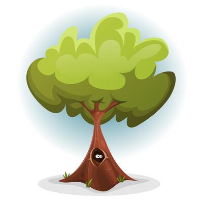 Funny Bird Or Squirrel Nest inside Tree Trunk
