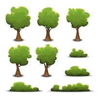 Forest Trees, Bush And Hedges Set vector