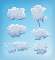 Smoke, Fog And Clouds Set On Blue Sky vector