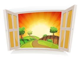 Open Window On A Summer Rural Landscape vector