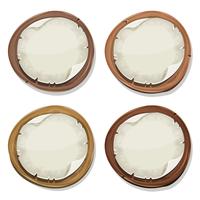 Torn Paper Signs On Wood Circles vector