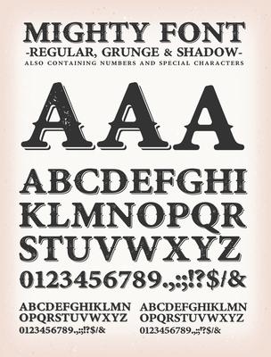 Mighty Western Font Regular, Shadow And Grunge