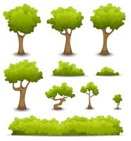 Forest Trees, Hedges And Bush Set vector