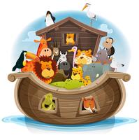 Arca de Noé con animales lindos vector