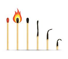 Burning, Lighted And Burnt Matches vector