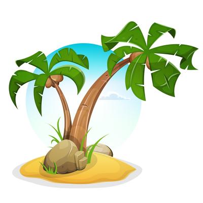 Tropical Island With Palm Trees
