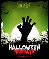 Halloween Background With Undead Zombie Hand vector