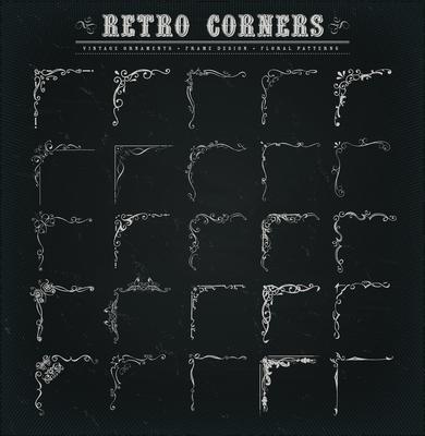 Vintage Corners, Borders And Frames On Chalkboard