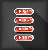 Play Buttons Design In Multiple Languages For Game Ui vector