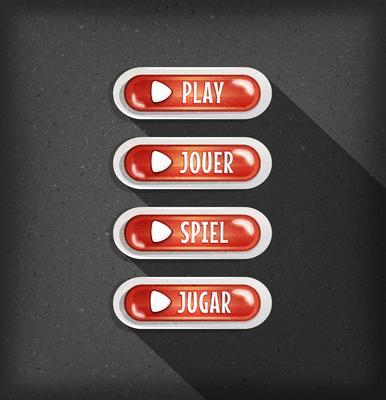 Play Buttons Design In Multiple Languages For Game Ui