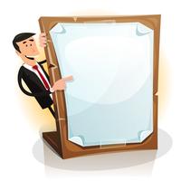 Cartoon White Businessman Holding A Paperboard vector