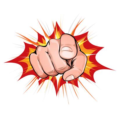 Pointing Finger On Explosion Background