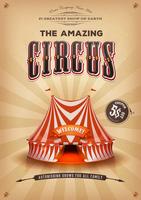Vintage antiguo cartel de circo con gran tapa vector