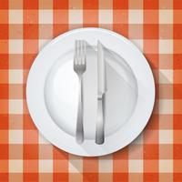 Dishware Setting On Tablecloth Background vector