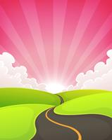 Road Snaking Inside Dawn Landscape vector