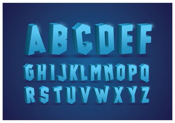 Icy Alphabets With Blue Background