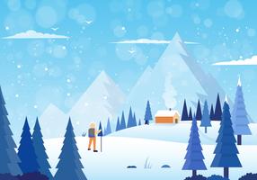 Vector ilustración paisaje de invierno